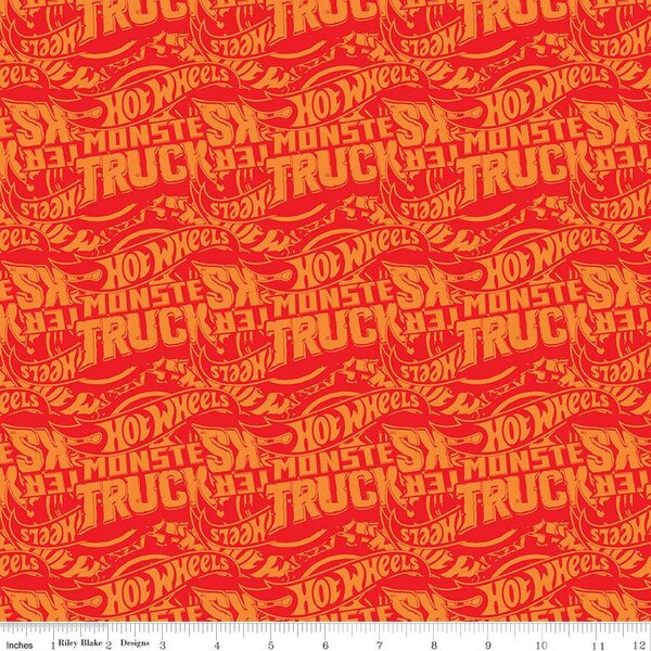 Hot wheels monster trucks tonal red riley blake designs
